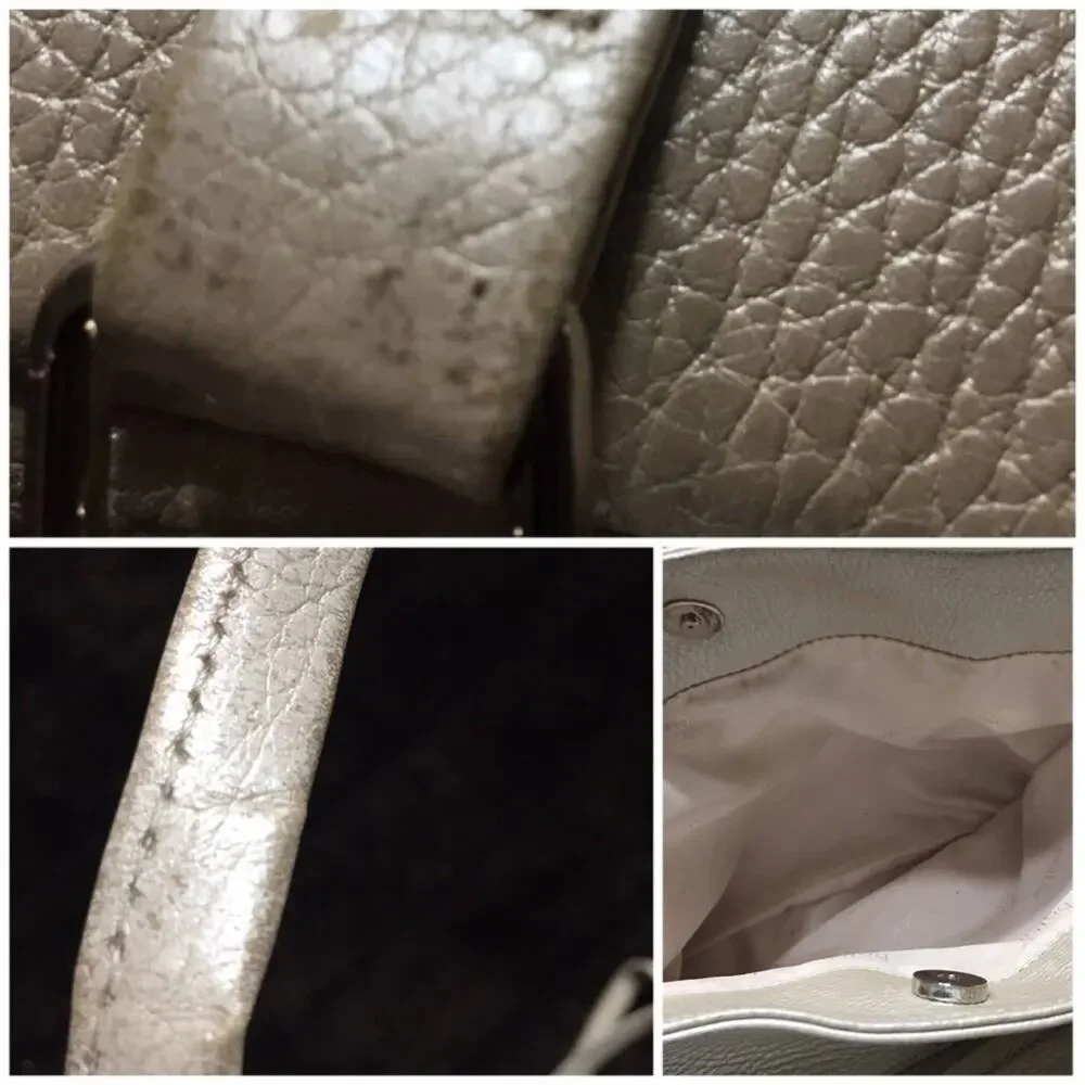 Botkier New York Champagne Iconic Trigger Bag Satchel Pebbled Leather Handbag